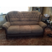 M/M Betteridge from Kirkby in Ashfield - New Queen Anne 3 str sofa in Montanna ross montanna fabric and bark leather 